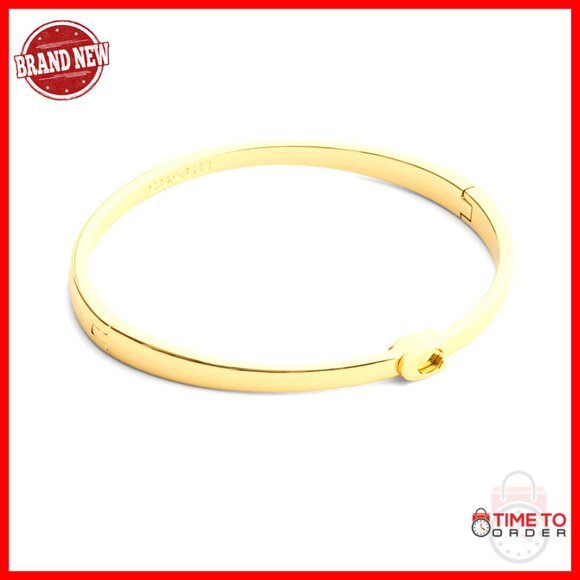 Signature C Bangle Bracelet Minimal Chic Elegant Everyday Push Button Closure